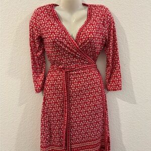 Max Studio Red & White Floral Wrap Dress – Size Medium